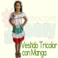 disfraz infantil de vestido tricolor con manga para niña disfraz infantil de vestido tricolor con manga para niña